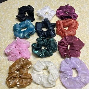 NWOT Hair scrunchies , 12 count , silky assorted colors